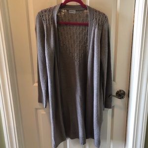 Cream/champagne cardigan w/ back detail. M.